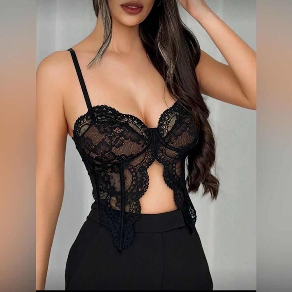 Black Lace Butterfly Top- SOLD